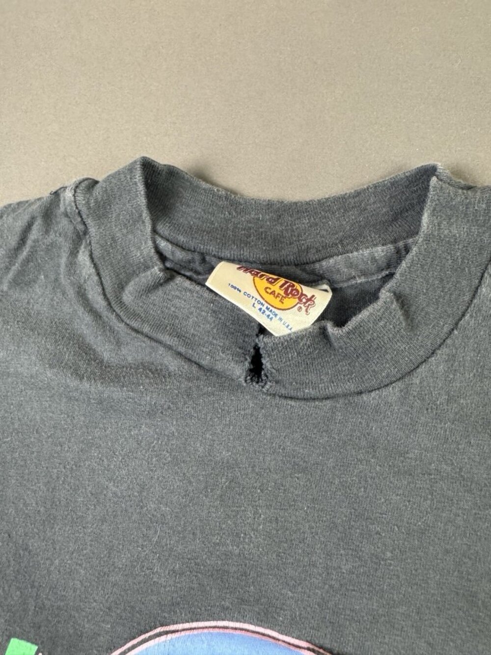 Rare Vintage 90s Hard Rock Cafe Boston Art Sun Fade Black Large Promo Tee - Picture 6 of 8
